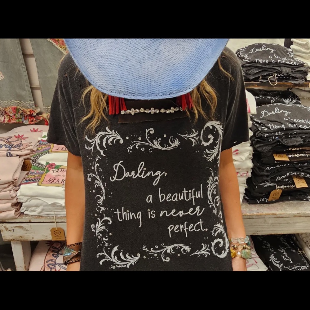Chic Black Tee with White Script Design